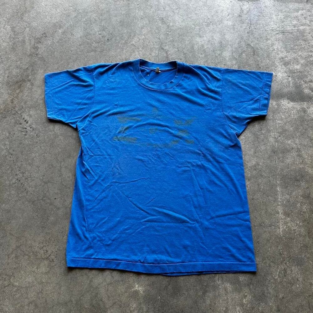 True Vintage 80s Faded Blue Tee screen Stars single stitched Sigma Kappa